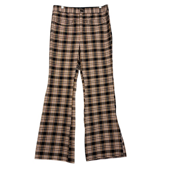 Anthropologie Maeve Plaid Flared Trouser Pants - Picture 2 of 7